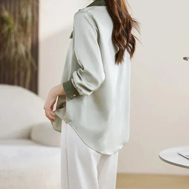 Yeni Moda Ofis Kadını Şifon Gömlek - Uzun Kollu Bluz Kadın Üstleri