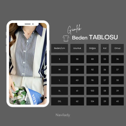 Kadın Uzun Kollu Çizgili Şifon Bluz