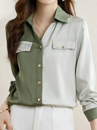 Yeni Moda Ofis Kadını Şifon Gömlek - Uzun Kollu Bluz Kadın Üstleri