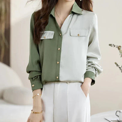 Yeni Moda Ofis Kadını Şifon Gömlek - Uzun Kollu Bluz Kadın Üstleri