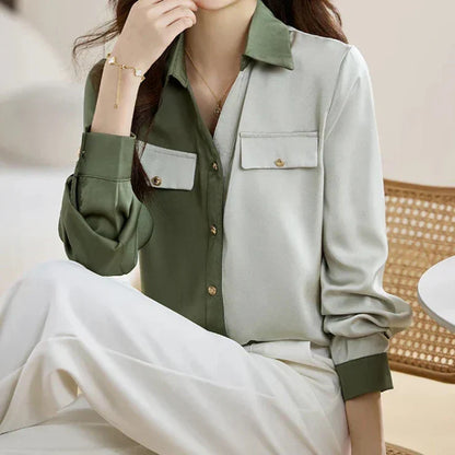 Yeni Moda Ofis Kadını Şifon Gömlek - Uzun Kollu Bluz Kadın Üstleri