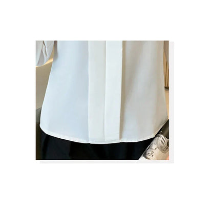 Sonbahar V-Yaka Beyaz Chiffon Bluz