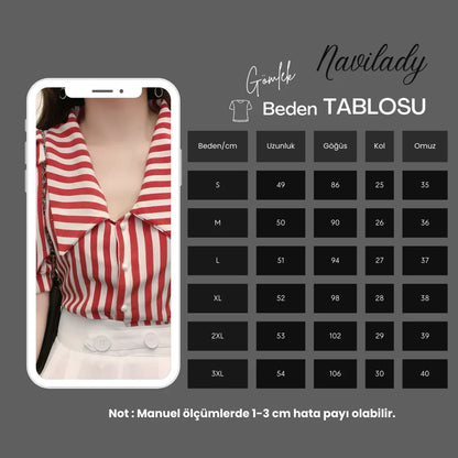 Çizgili Kısa Kollu Gömlek – Şık ve Zarif Tasarım