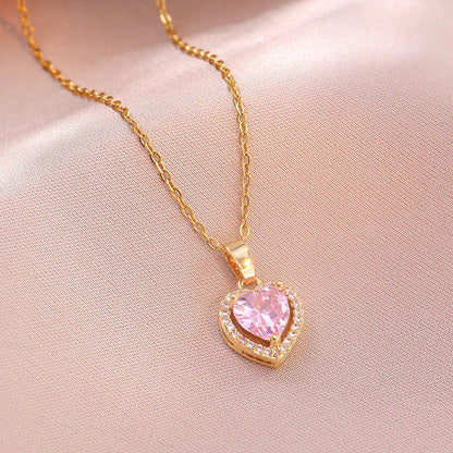 Pembe Kalp İnci Kolye