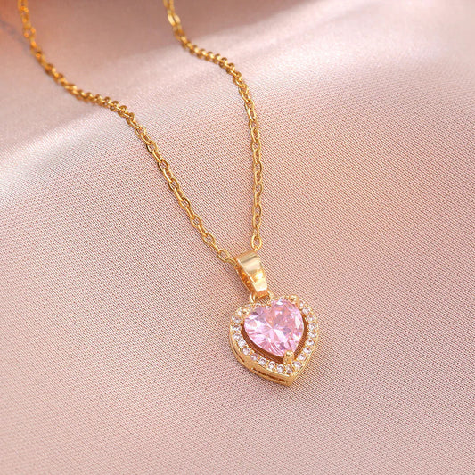 Pembe Kalp İnci Kolye