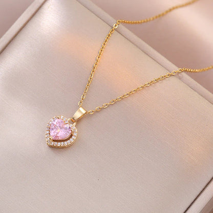Pembe Kalp İnci Kolye