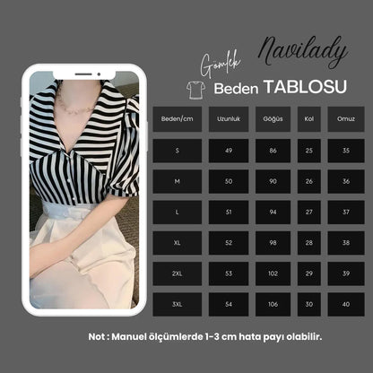 Çizgili Kısa Kollu Gömlek – Şık ve Zarif Tasarım