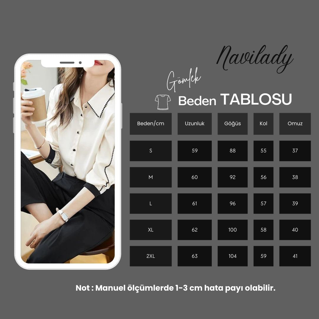 Zarif Uzun Kollu Saten Ofis Gömlek