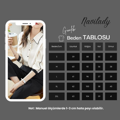 Zarif Uzun Kollu Saten Ofis Gömlek