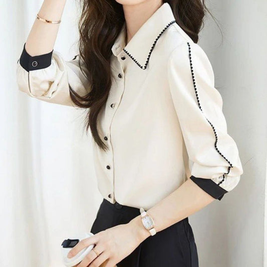 Zarif Uzun Kollu Saten Ofis Gömlek