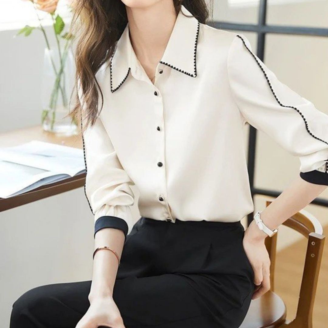 Zarif Uzun Kollu Saten Ofis Gömlek