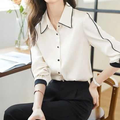 Zarif Uzun Kollu Saten Ofis Gömlek