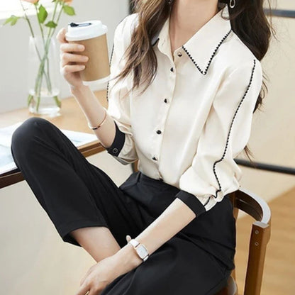 Zarif Uzun Kollu Saten Ofis Gömlek